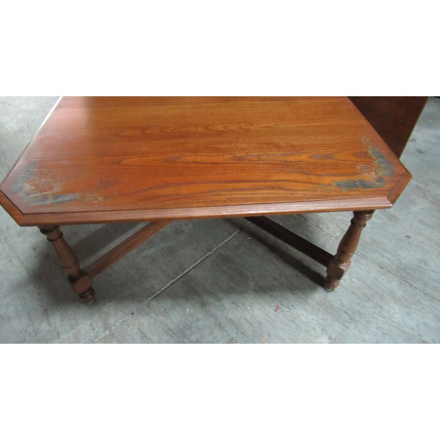 Rare Hitchcock Oak Coffee Table Farmhouse Designer For Sale - Image 6 of 7
