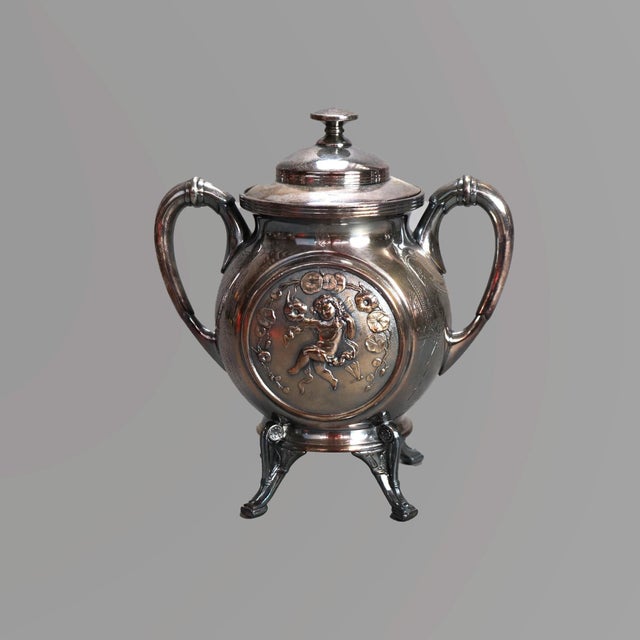 Metal Antique 5 Piece Bailey & Brainard Egyptian Revival Silver Plate Tea Set Circa 1890 For Sale - Image 7 of 11