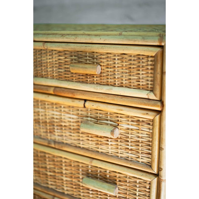 Small Bamboo and Rattan Chest of Drawers, 1980s For Sale - Image 6 of 9