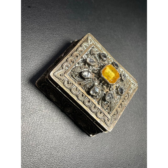 Mid 20th Century 900 Solid Silver Marked Sura Ornate Filagree Jewelry Box For Sale In South Bend - Image 6 of 7