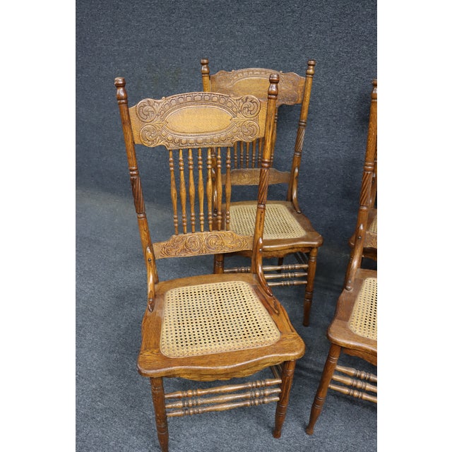 Set of 4 Larkin No. 1 Press Back Quarter Sawn Oak Side Chairs For Sale - Image 4 of 15