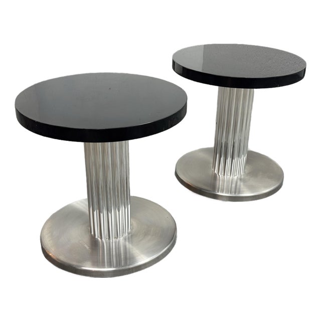 Art Deco Revival Pedestal Vintage Side Tables, Pair For Sale