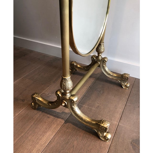 Neoclassical brass Psyche mirror in the style of Maison Jansen For Sale - Image 9 of 12