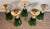 Vintage Venetian Tre Fuochi Gilded Emerald Green Glass Decanter and 5 Goblets For Sale - Image 9 of 10