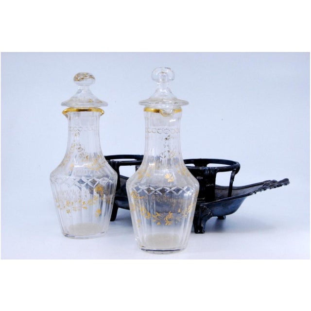 Silver Structure and Glass Cruet Set with Gold Accents, Set of 3 For Sale - Image 4 of 10