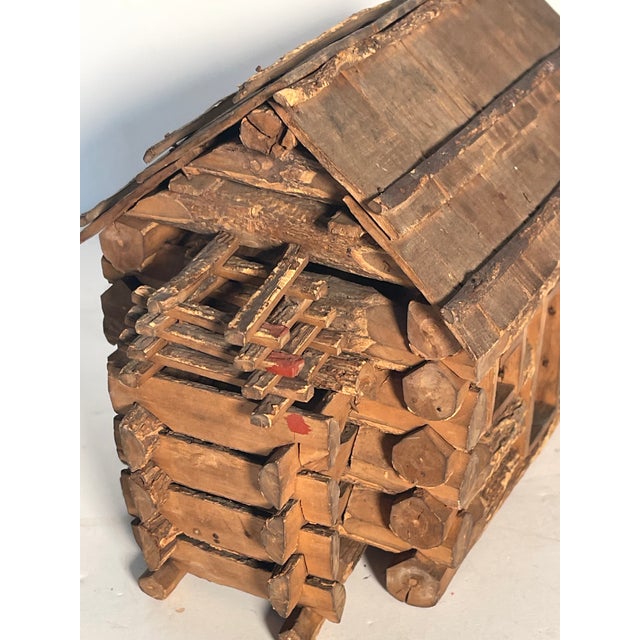 Antique American Folk Art Dollhouse Log Cabin For Sale In Miami - Image 6 of 7