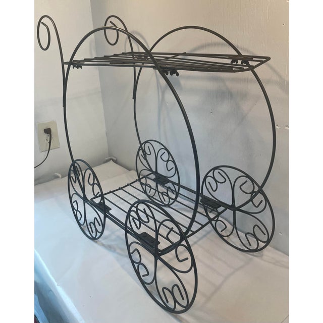 Mid 20th Century Vintage Black Metal Garden Cart For Sale - Image 5 of 8