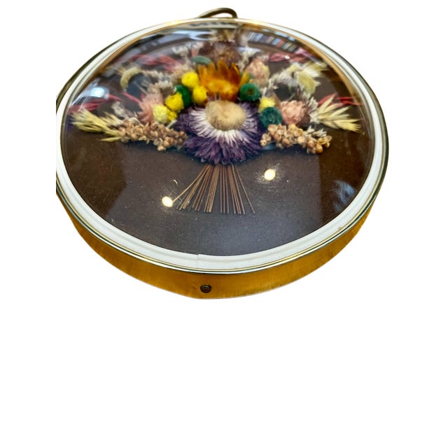 Pair of Vintage Oval Cideart Belgium Dried Floral Arrangements in a Convex Glass Dome Frames For Sale - Image 11 of 18
