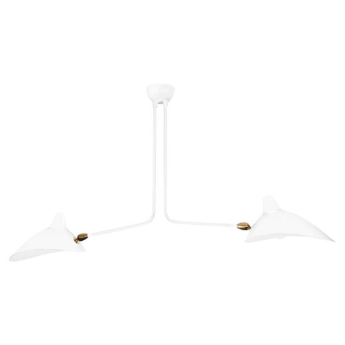 Metal Mid-Century Modern White Ceiling Lamp with Two Fixed Arms by Serge Mouille For Sale - Image 7 of 7