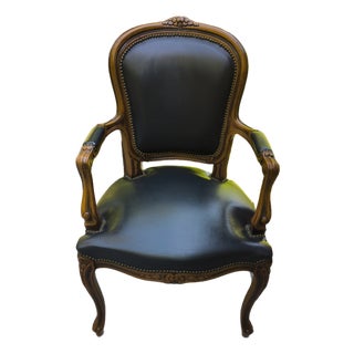 Antique Style Queen Anne Black Walnut Arm Chair For Sale