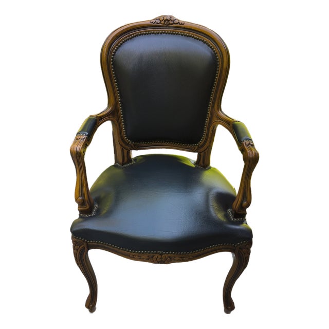 Antique Style Queen Anne Black Walnut Arm Chair For Sale