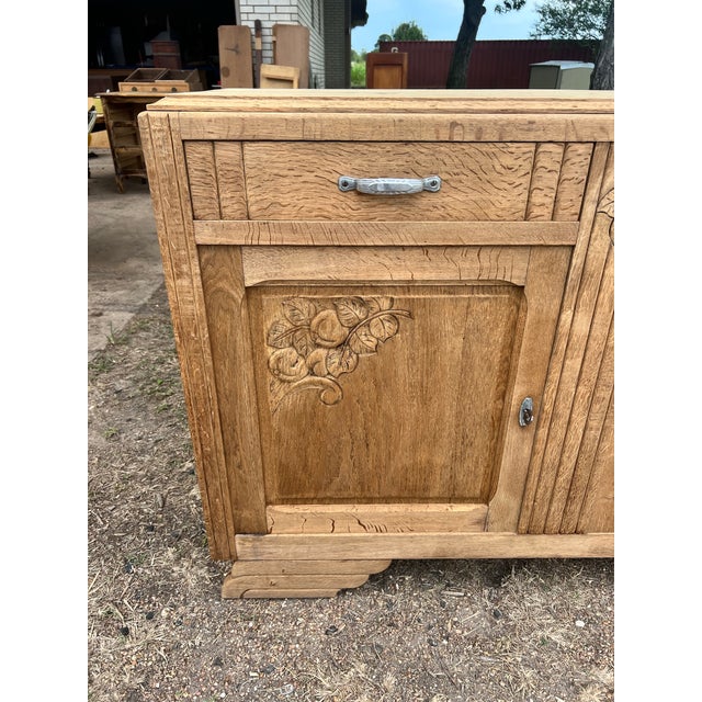 French Art Deco 1935's Bleached Oak Two Door Buffet For Sale - Image 6 of 12