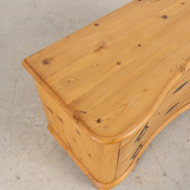 Late 19th Century 19th Century Danish Pine Curved Chest of Three Drawers For Sale - Image 5 of 15