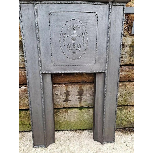 Tall Large Victorian Edwardian Cast Iron Combination Fireplace For Sale - Image 4 of 9