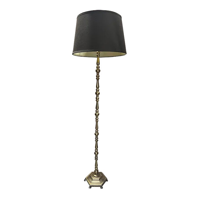 French 1940’s Polished Brass Floor Lamp For Sale