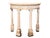 Neoclassical revival demi-lune. Marble top and Greek key apron. Four ionic columned legs.