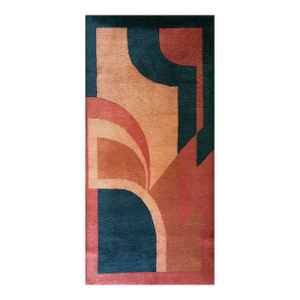 1920s Colorful Abstract Modernist Antique Chinese Art Deco Carpet 2'10'' X 5'9'' Wool Knotted Rug