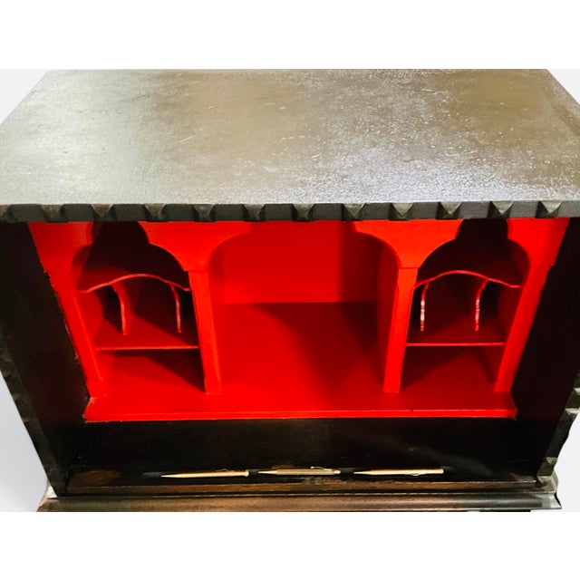 Wood Spanish Revival Drop-Front Secretary Desk | Moorish Writing Cabinet | Mediterranean Escritorio c.1930 For Sale - Image 7 of 13