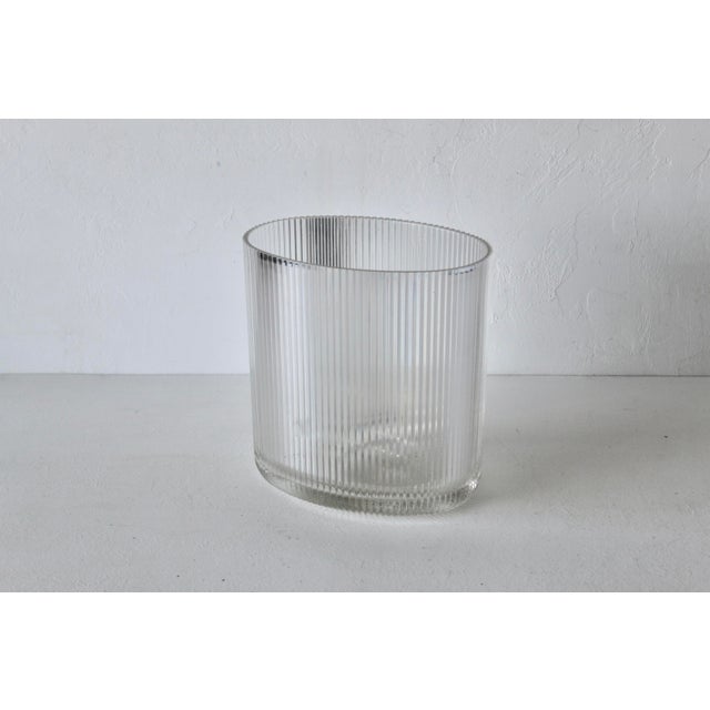 Transparent Sally Designs Style Oval Corrugated Lucite Acrylic Wastebasket For Sale - Image 8 of 13