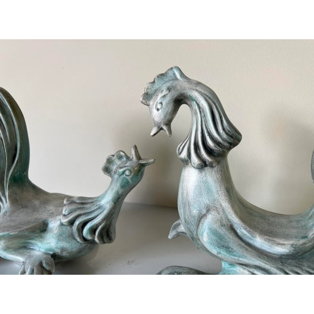 1960's Jodie Art Pottery Roosters Sculptures - a Pair For Sale - Image 11 of 13