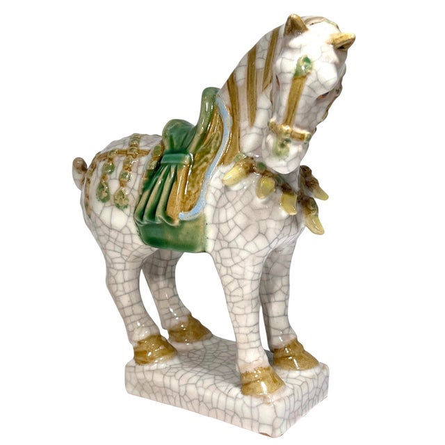 Chinese Mid Century Chinese Ceramic War Horse For Sale - Image 3 of 9