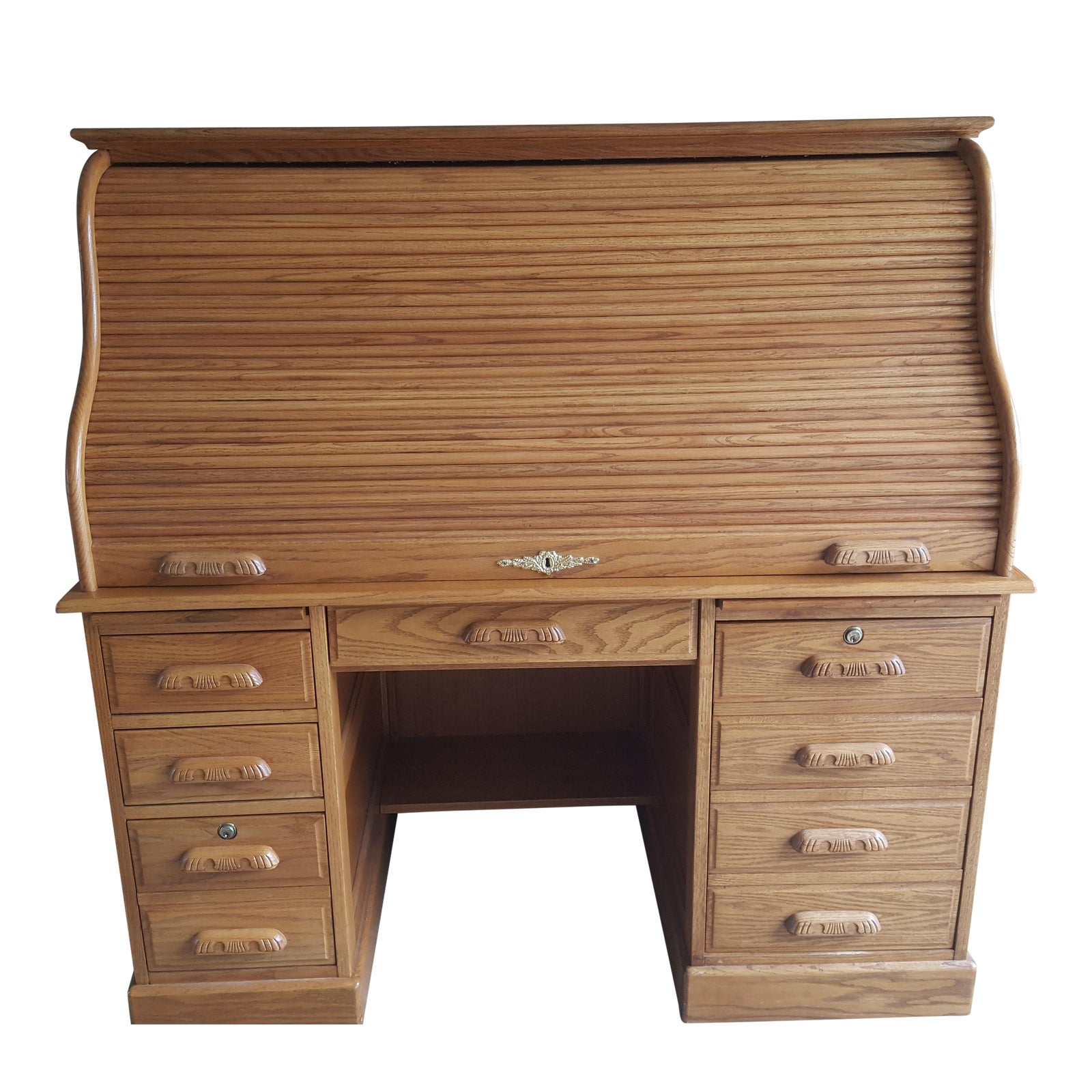 Carolina Desk Company Solid Oak Roll Top Desk Chairish