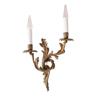 Large Louis XV Style Rockery Bronze Wall Light, 1920s For Sale
