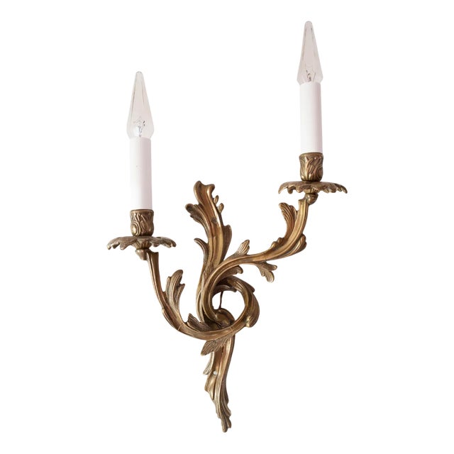 Large Louis XV Style Rockery Bronze Wall Light, 1920s For Sale