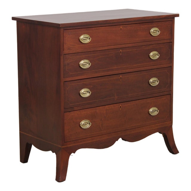 Bench Made Hand Crafted Federal Inlaid Mahogany Chest For Sale