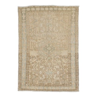 Neutral Color Heriz Karadja Small Rug , 3'2'' X 4'6'' For Sale