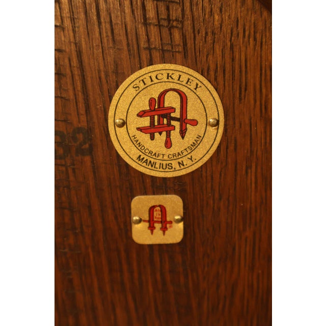 Stickley Mission Collection 46" Round Oak Pedestal Dining Table For Sale - Image 17 of 18