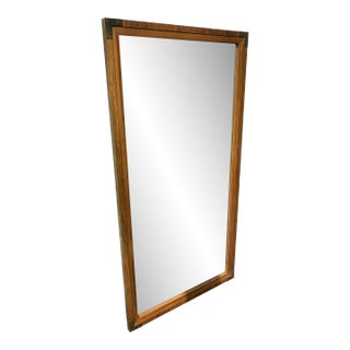 1960s Bernhardt Campaign Mirror in Brass and Wood For Sale