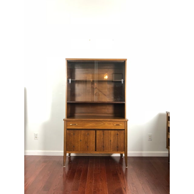 1960s Vintage Broyhill Premier Saga Collection Walnut China Hutch