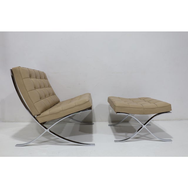 Knoll Knoll Mies Van Der Rohe Barcelona Chairs and Ottoman in Volo Leather For Sale - Image 4 of 12