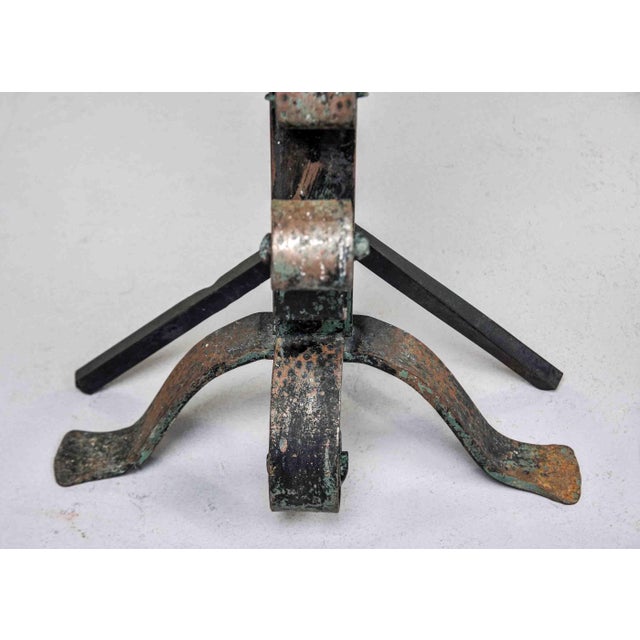 Pair Early 20th Century Sunflower Andirons & Poker For Sale - Image 11 of 11