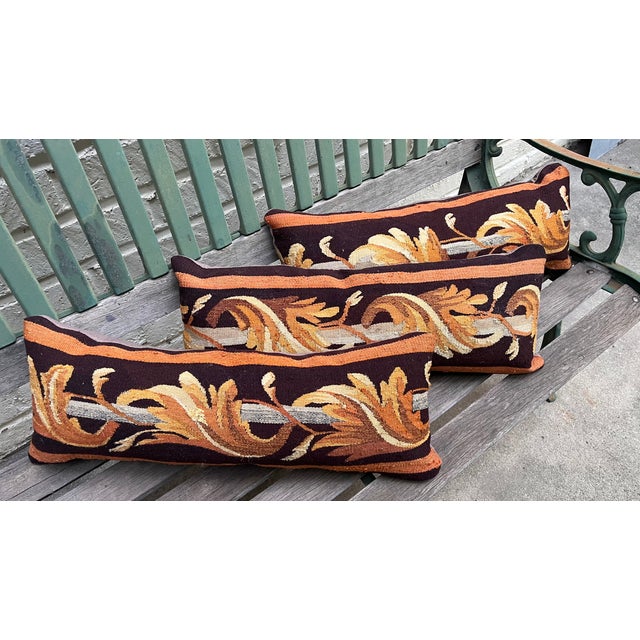 Traditional Set of Three Antique Tapestry Pillows For Sale - Image 3 of 11