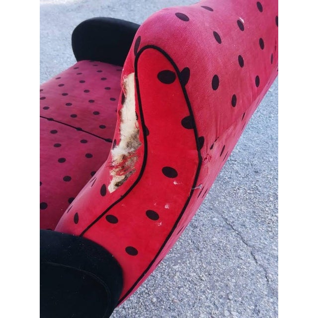 Ladybug Woven Velvet 2-Seater Sofa, 1950s For Sale - Image 16 of 17