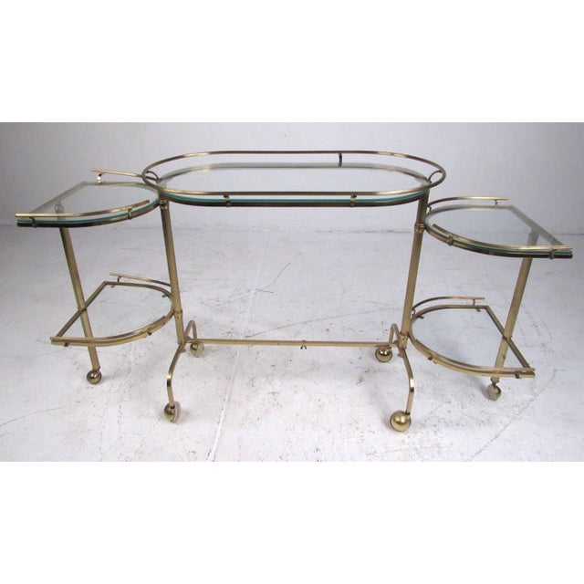 1960s Vintage Three-Tier Brass Service/Bar Cart For Sale In New York - Image 6 of 8