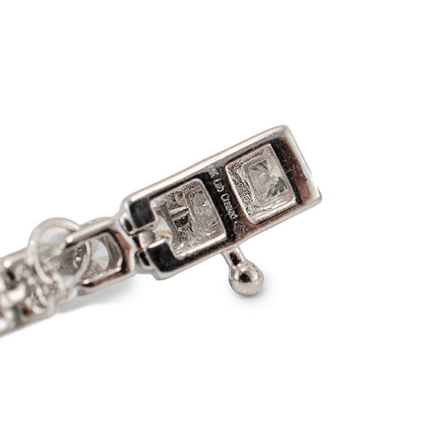 Ladies 14k White Gold Gsi 5.00ct Round Lab Grown Diamond Tennis Bracelet For Sale In Houston - Image 6 of 9