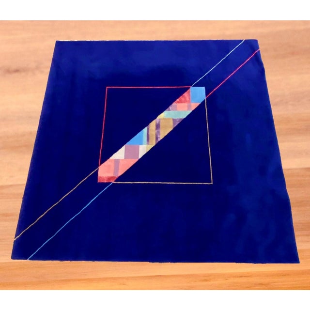 Blue Vintage Abstract Rug in Wool, 1990s For Sale - Image 8 of 8