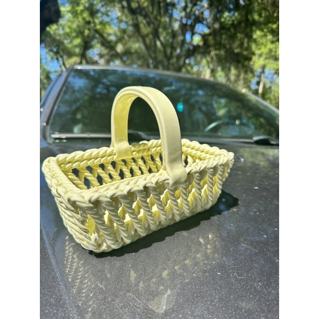 Mid-Century Italian Ceramic Basket For Sale - Image 4 of 4