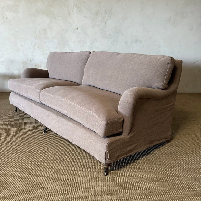 2020s Marion Linen Slipcovered Sofa – Fawn Belgian Linen For Sale - Image 5 of 10