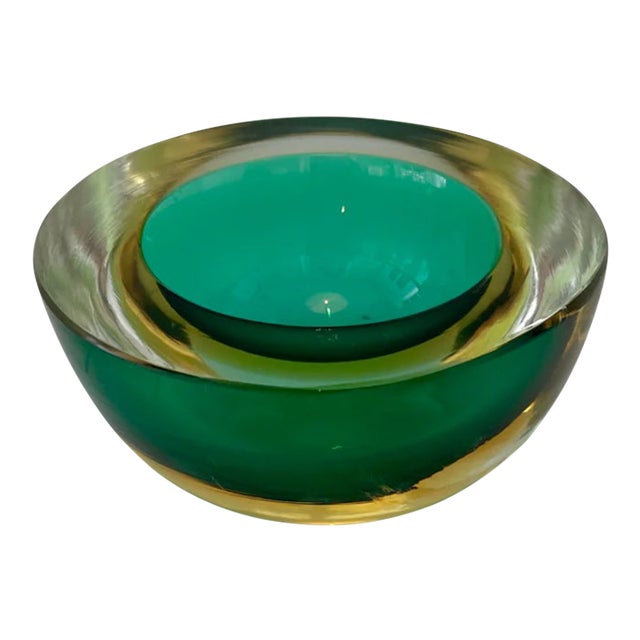 Small Vintage Green and Yellow Geode Bowl For Sale