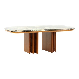 Bendixen Mid Century Marble and Teak Coffee Table For Sale
