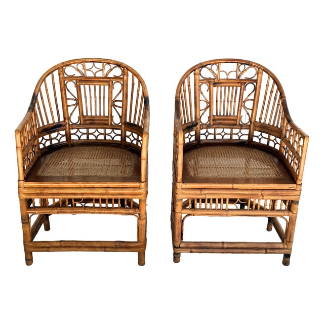 Brighton Pavilion Style Scorched Bamboo Chairs-a Pair For Sale