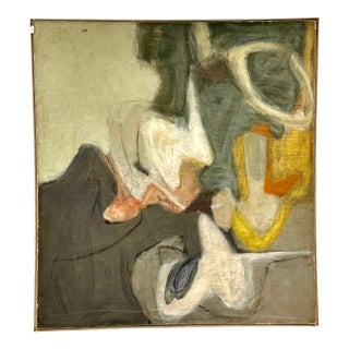 Large Mid-Century Abstract Oil on Stretched Canvas by Tom Cranmer, 1957 For Sale