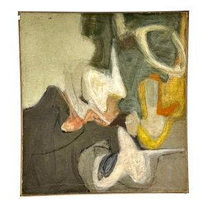 Large Mid-Century Abstract Oil on Stretched Canvas by Tom Cranmer, 1957