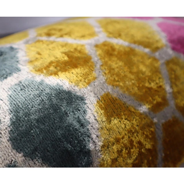 2020s Contemporary Gold Gray Pink Velvet Throw Pillow & Down Insert For Sale - Image 5 of 12
