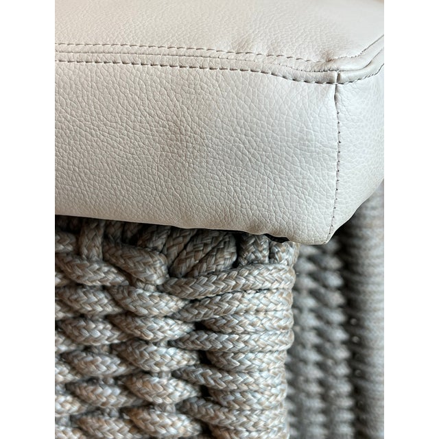Baker McGuire Cuerda Counter Stool, Genuine Leather Seat, Rope Wrapped Aluminium Frame For Sale - Image 9 of 18