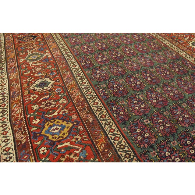 Tribal 1890s Green Paisley Tribal Antique n.w. Persian Rug 4'8" X 11' Handknotted Wool Carpet For Sale - Image 3 of 8